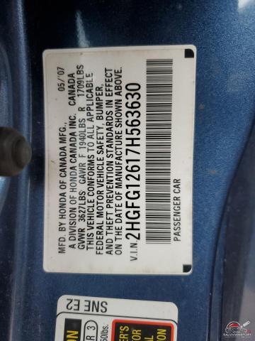 2HGFG12617H563630 2007 HONDA CIVIC photo no. 12