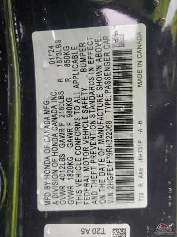 2HGFE1F79RH322068 2024 HONDA CIVIC photo no. 12