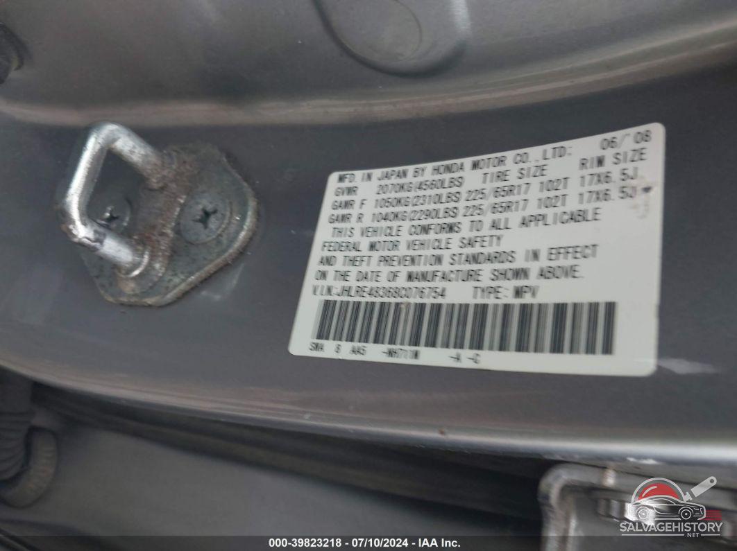 JHLRE48368C076754 2008 HONDA CR-V photo no. 9