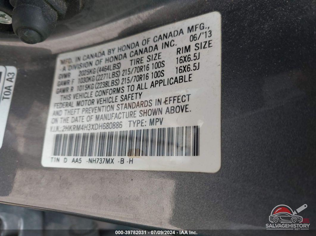 2HKRM4H3XDH680886 2013 HONDA CR-V photo no. 9