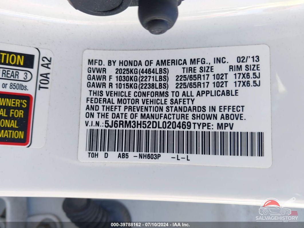 5J6RM3H52DL020469 2013 HONDA CR-V photo no. 9