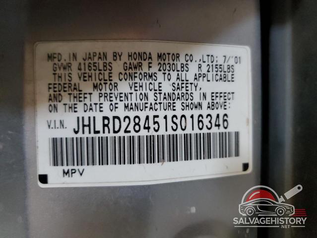 JHLRD28451S016346 2001 HONDA CRV photo no. 12