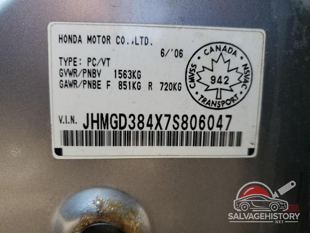 JHMGD384X7S806047 2007 HONDA FIT photo no. 12