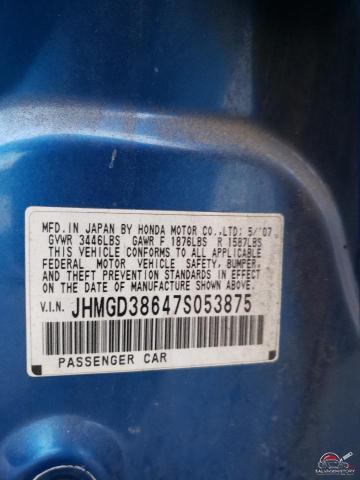 JHMGD38647S053875 2007 HONDA FIT photo no. 13