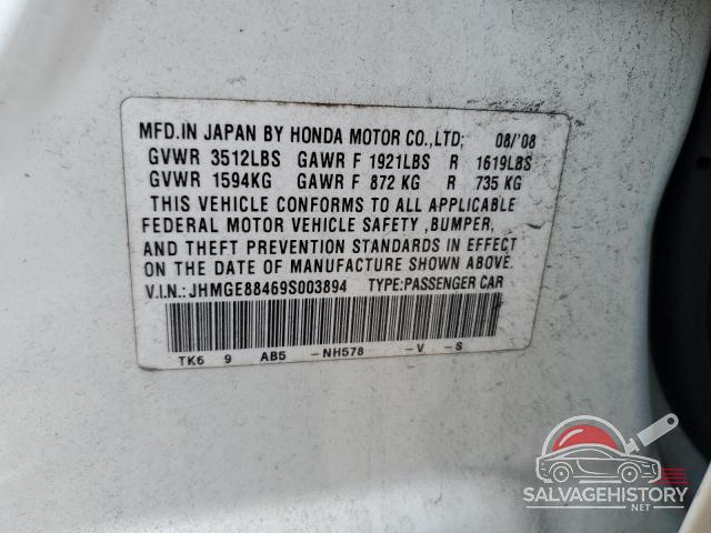 JHMGE88469S003894 2009 HONDA FIT photo no. 12