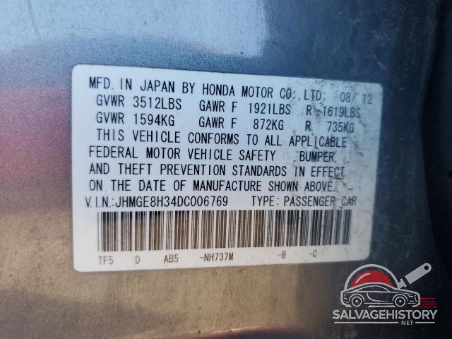 JHMGE8H34DC006769 2013 HONDA FIT photo no. 12