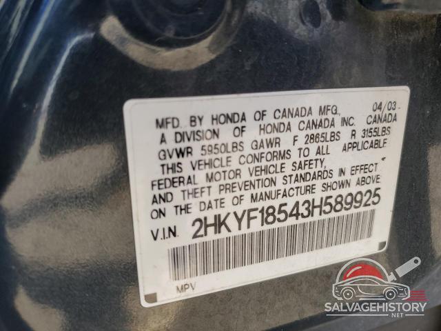 2HKYF18543H589925 2003 HONDA PILOT photo no. 13