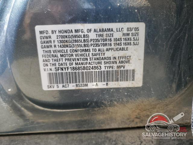 5FNYF18685B024863 2005 HONDA PILOT photo no. 14