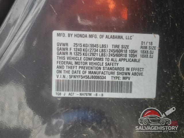 5FNYF5H58JB006534 2018 HONDA PILOT photo no. 13