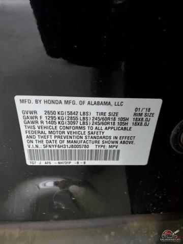 5FNYF6H31JB005780 2018 HONDA PILOT photo no. 14