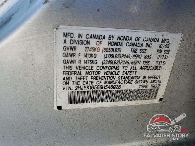 2HJYK16556H546928 2006 HONDA RIDGELINE photo no. 12