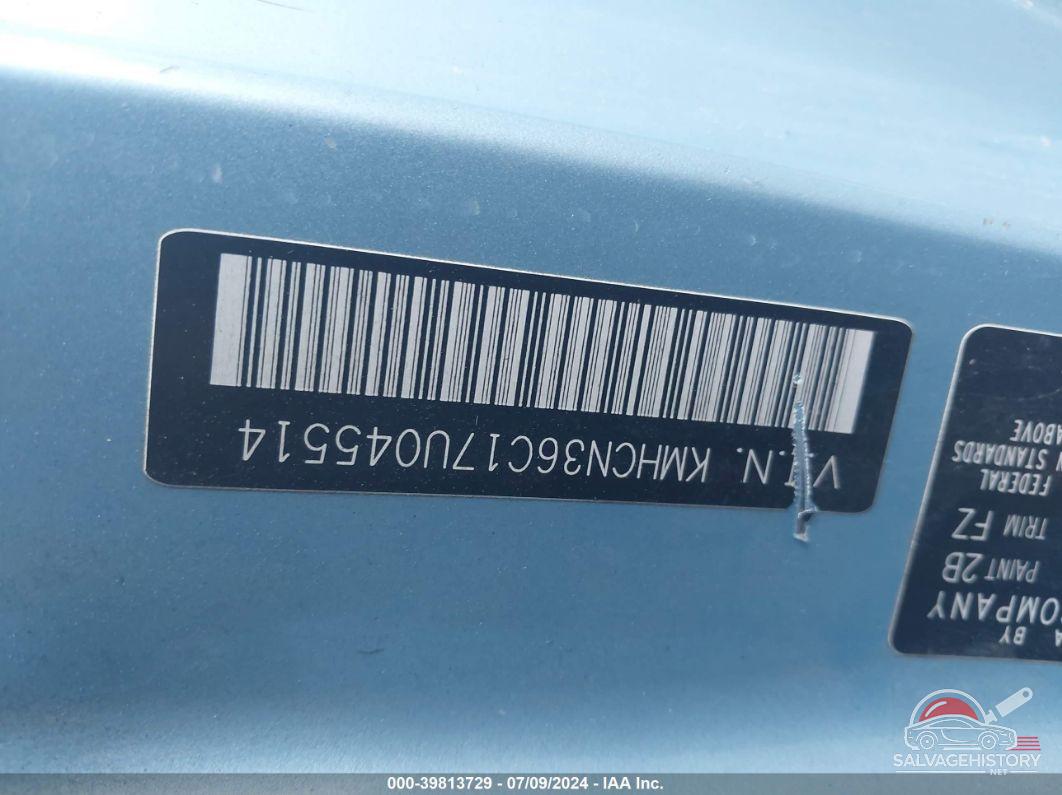 KMHCN36C17U045514 2007 HYUNDAI ACCENT photo no. 9
