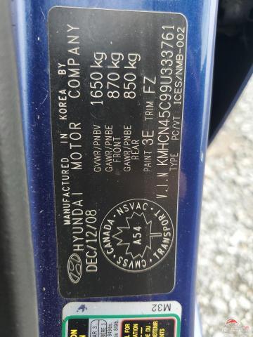 KMHCN45C99U333761 2009 HYUNDAI ACCENT photo no. 12