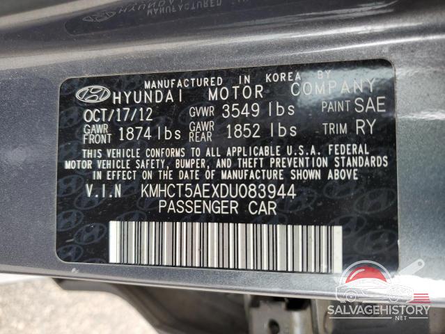 KMHCT5AEXDU083944 2013 HYUNDAI ACCENT photo no. 12