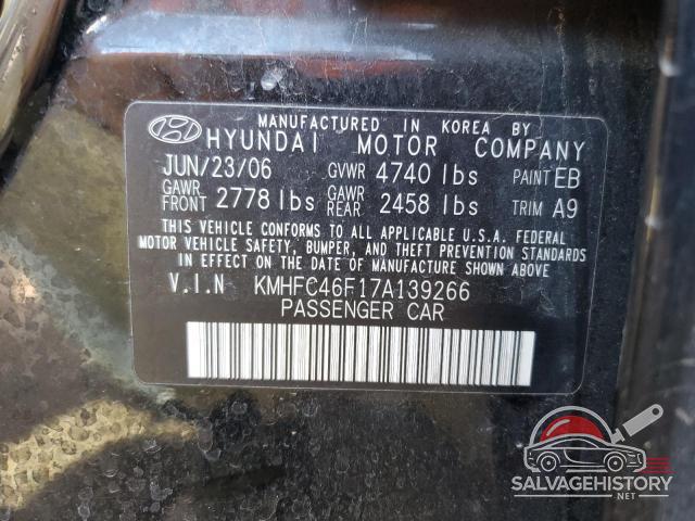 KMHFC46F17A139266 2007 HYUNDAI AZERA photo no. 12