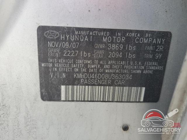 KMHDU46D08U363034 2008 HYUNDAI ELANTRA photo no. 12