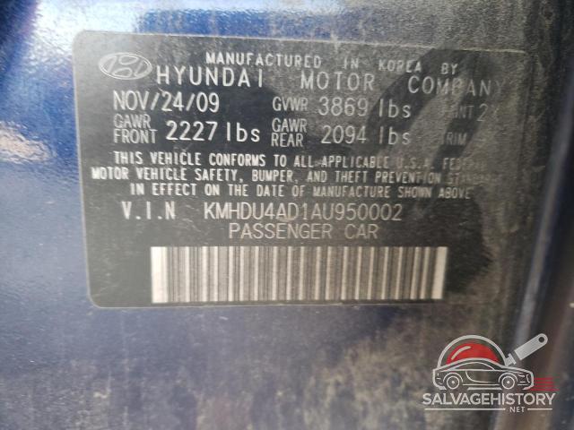 KMHDU4AD1AU950002 2010 HYUNDAI ELANTRA photo no. 12