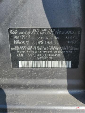 5NPDH4AE8BH061498 2011 HYUNDAI ELANTRA photo no. 12