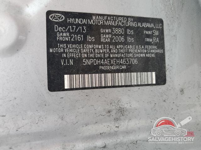 5NPDH4AEXEH463706 2014 HYUNDAI ELANTRA photo no. 12