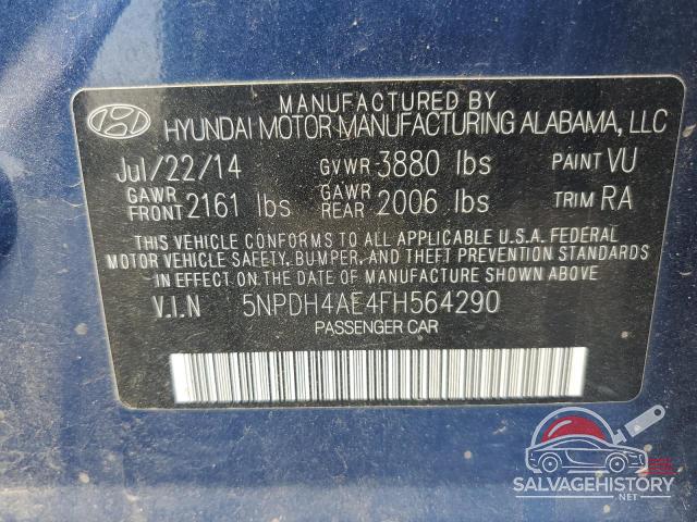 5NPDH4AE4FH564290 2015 HYUNDAI ELANTRA photo no. 12
