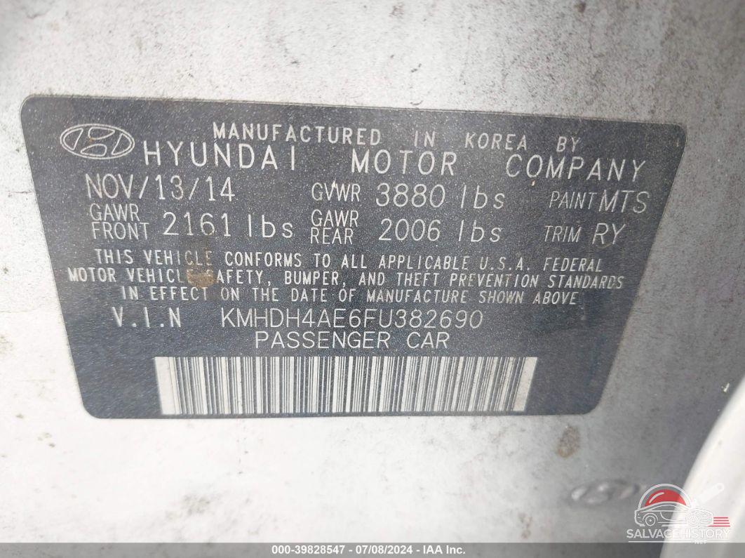 KMHDH4AE6FU382690 2015 HYUNDAI ELANTRA photo no. 9