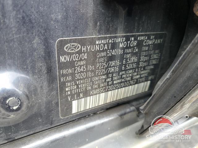 KM8SC73D25U910767 2005 HYUNDAI SANTA FE photo no. 14