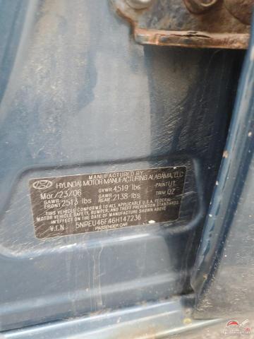 5NPEU46F46H147236 2006 HYUNDAI SONATA photo no. 13