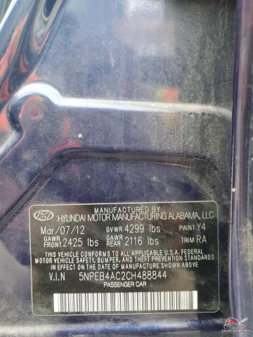 5NPEB4AC2CH488844 2012 HYUNDAI SONATA photo no. 12