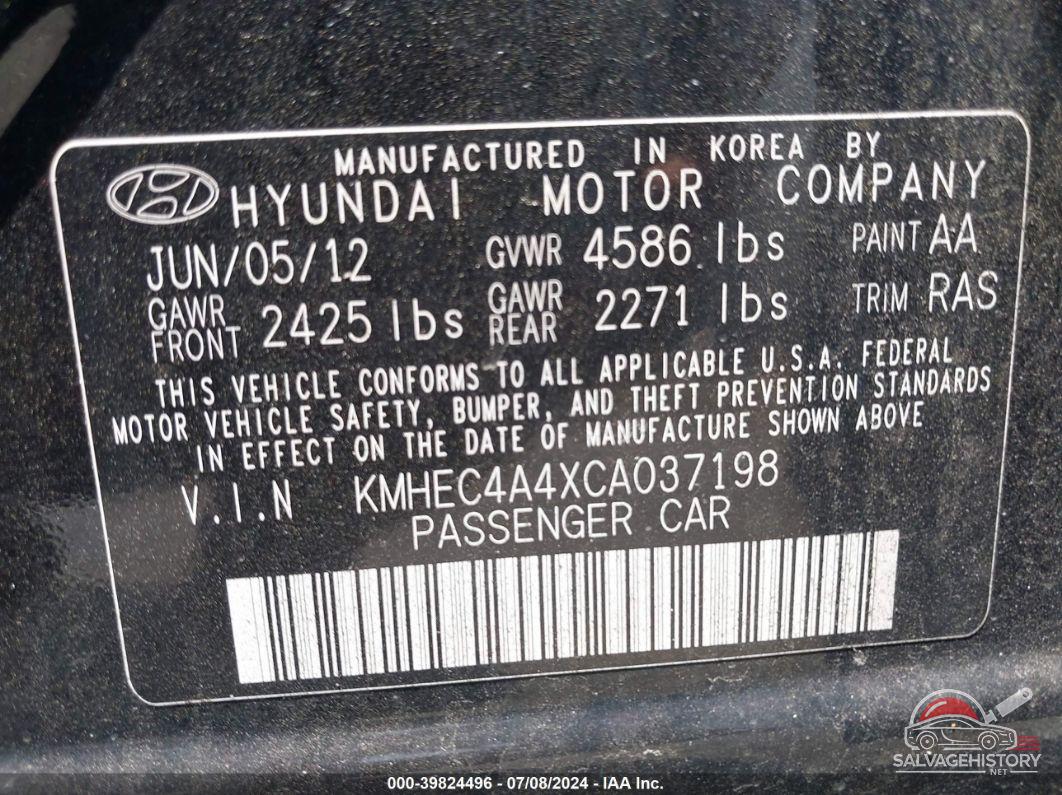 KMHEC4A4XCA037198 2012 HYUNDAI SONATA HYBRID photo no. 9