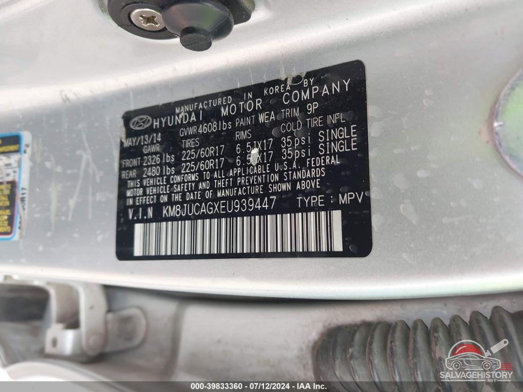 KM8JUCAGXEU939447 2014 HYUNDAI TUCSON photo no. 9