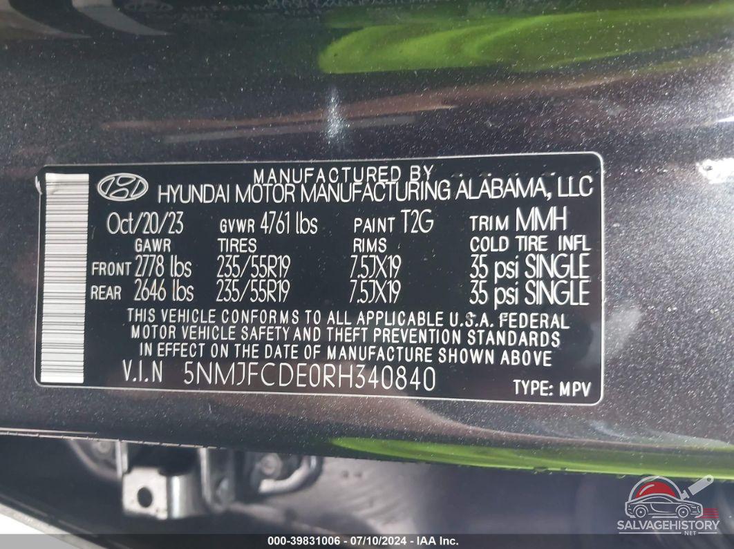 5NMJFCDE0RH340840 2024 HYUNDAI TUCSON photo no. 9