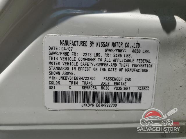 JNKBV61E87M722700 2007 INFINITI G35 photo no. 12
