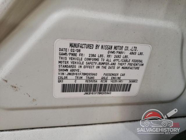 JNKBV61F78M265940 2008 INFINITI G35 photo no. 13