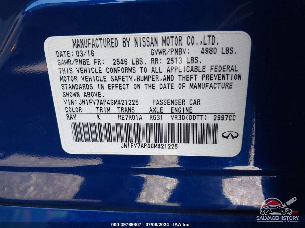 JN1FV7AP4GM421225 2016 INFINITI Q50 photo no. 9