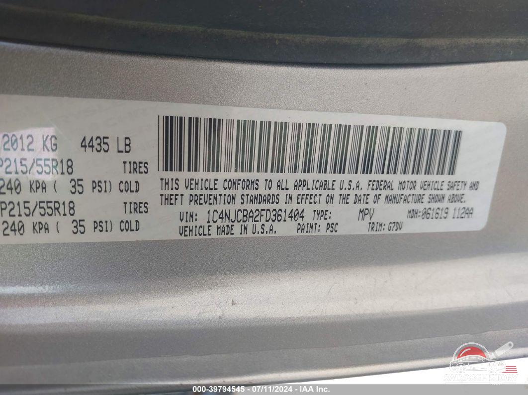 1C4NJCBA2FD361404 2015 JEEP COMPASS photo no. 9