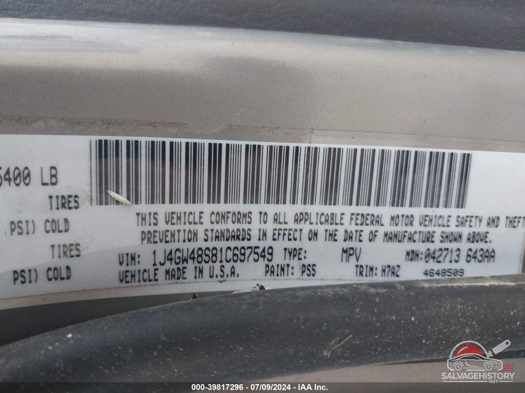 1J4GW48S81C697549 2001 JEEP GRAND CHEROKEE photo no. 9
