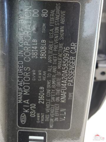 KNAFU4A20A5850976 2010 KIA FORTE photo no. 12