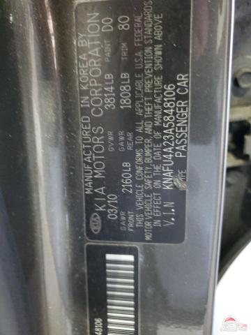KNAFU4A23A5848106 2010 KIA FORTE photo no. 12