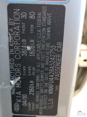 KNAFU4A28A5242753 2010 KIA FORTE photo no. 12