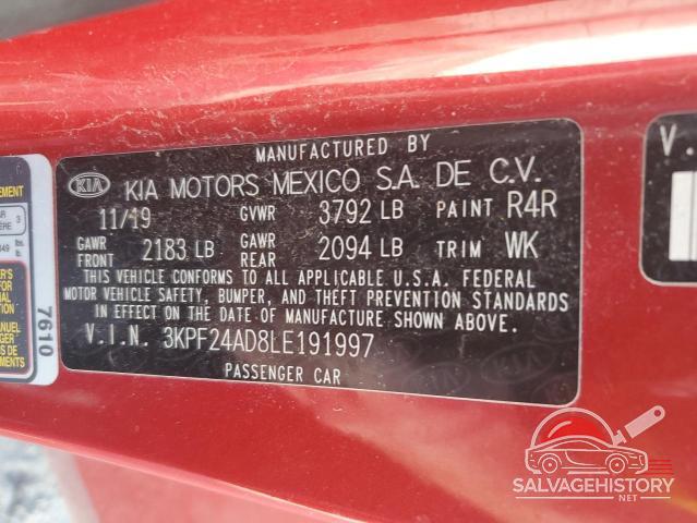 3KPF24AD8LE191997 2020 KIA FORTE photo no. 12