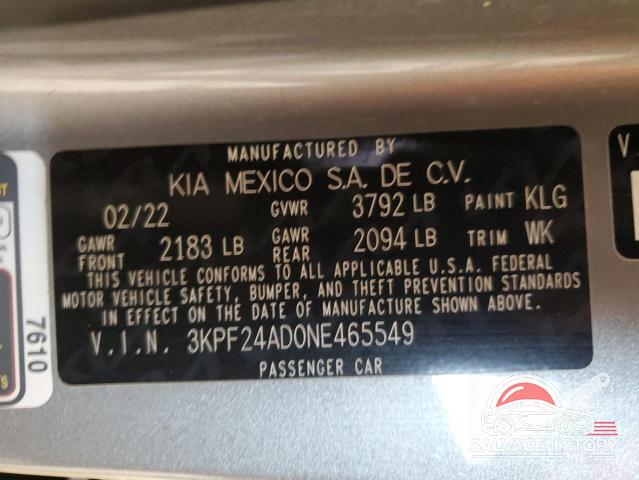 3KPF24AD0NE465549 2022 KIA FORTE photo no. 12