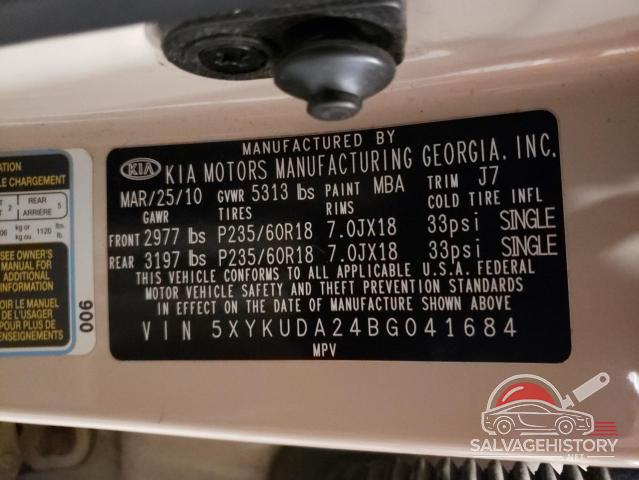 5XYKUDA24BG041684 2011 KIA SORENTO photo no. 13
