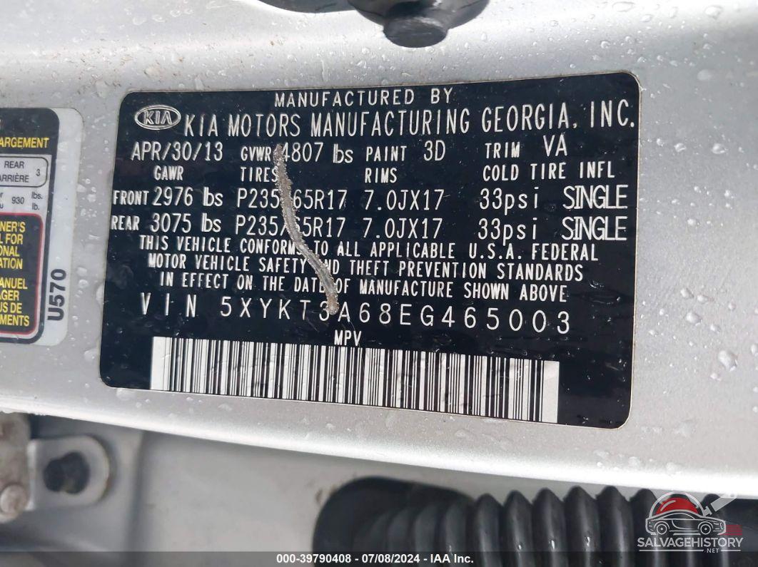 5XYKT3A68EG465003 2014 KIA SORENTO photo no. 9