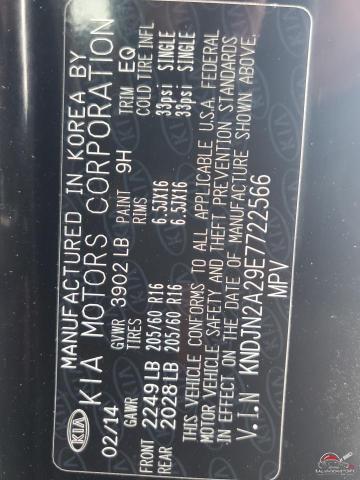 KNDJN2A29E7722566 2014 KIA SOUL photo no. 12