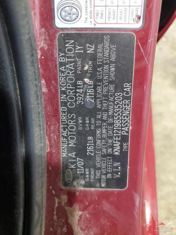 KNAFE121985535203 2008 KIA SPECTRA photo no. 14