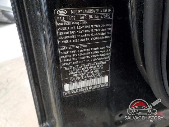 SALSK2D42AA226363 2010 LAND ROVER RANGEROVER photo no. 13