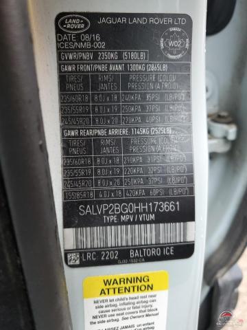 SALVP2BG0HH173661 2017 LAND ROVER RANGEROVER photo no. 14