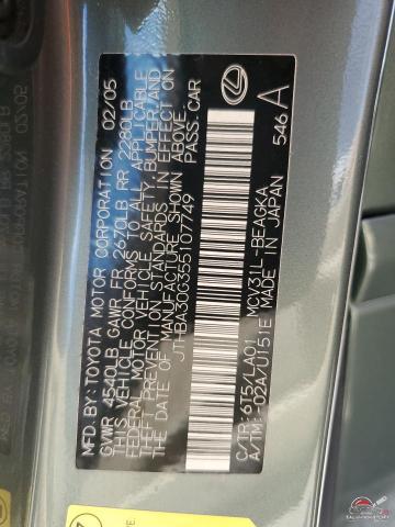 JTHBA30G355107749 2005 LEXUS ES330 photo no. 12