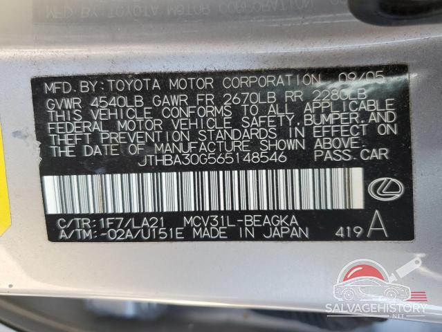 JTHBA30G565148546 2006 LEXUS ES330 photo no. 12