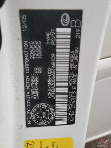 JTHBA30G665168109 2006 LEXUS ES330 photo no. 12
